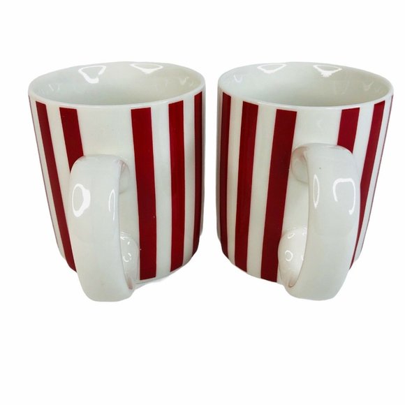 2 Temptations By Tara Red & White Stripe Mugs Christmas Holiday Candy Cane Cup - Picture 4 of 8